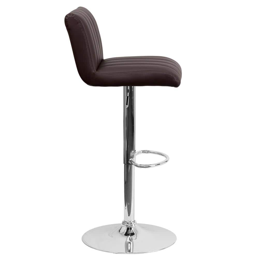 Elegant Brown Vinyl Adjustable Swivel Barstool with Chrome Base