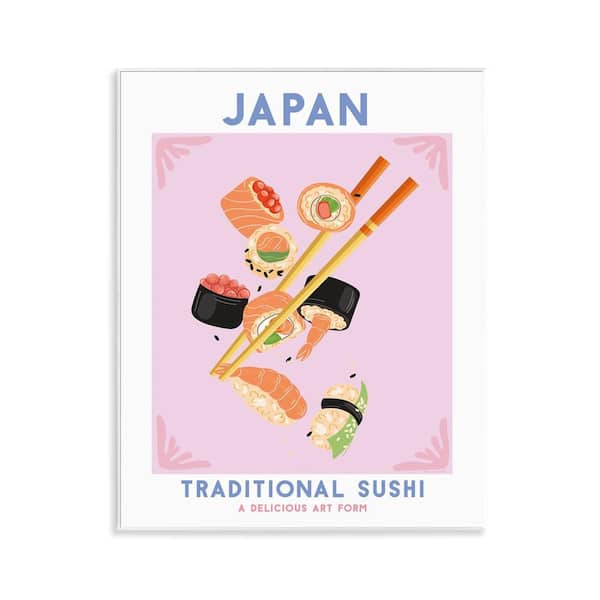 Stupell Industries Japanese Traditional Sushi by Omar Escalante Unframed Food Graphic Art Print 14 in. x 11 in.
