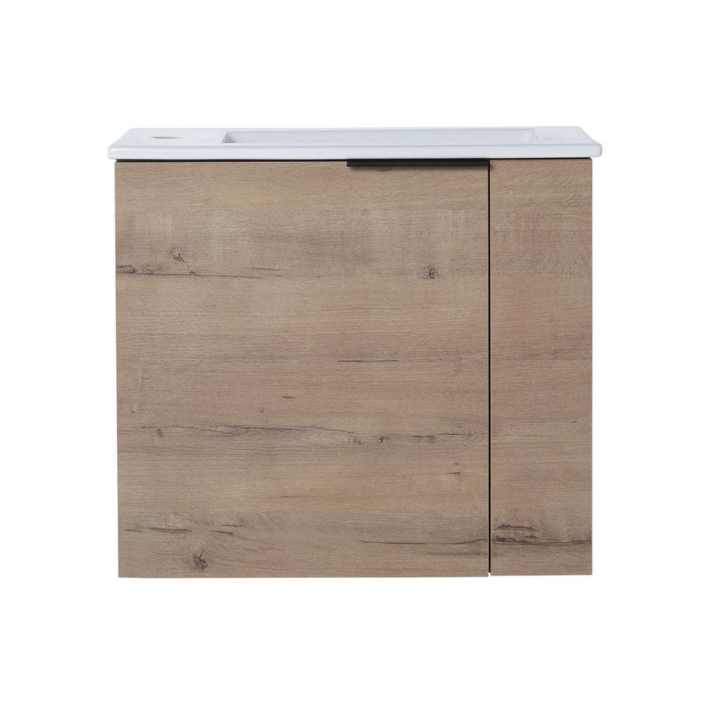 22 in. W x 13 in. D x 19.7 in. H Freestanding Bath Vanity in Brown with Whi