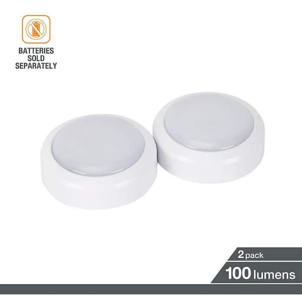 3.5 in. Battery Powered 5000K Integrated LED Under Cabinet Puck Light (2-Pack)