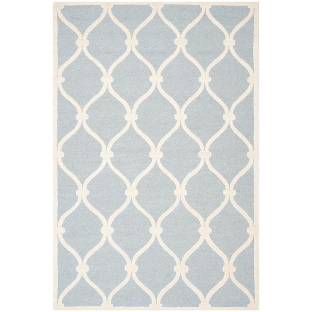 SAFAVIEH Cambridge Raleigh Geometric Wool Area Rug  Blue/Ivory  6  x 9