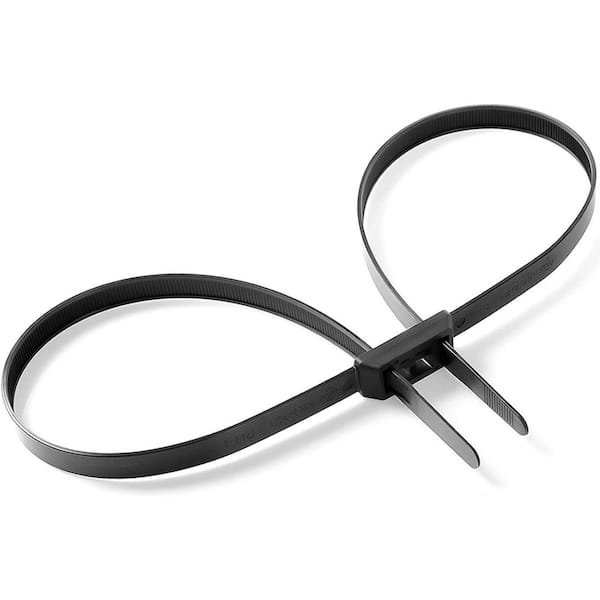 35.4 in. UV Resistant Nylon Cable Zip Tie Handcuffs Black 10-Pack Heavy Duty Restraint