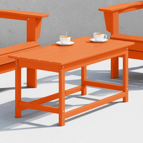 Mason Orange Poly Plastic Fade Resistant Outdoor Patio Rectangle Adirondack Coffee Table