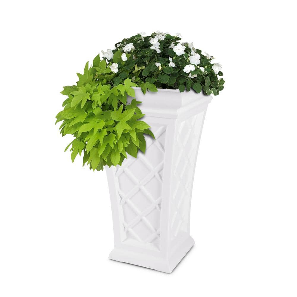 Mayne Georgian 28 in. Tall Self-Watering White Polyethylene