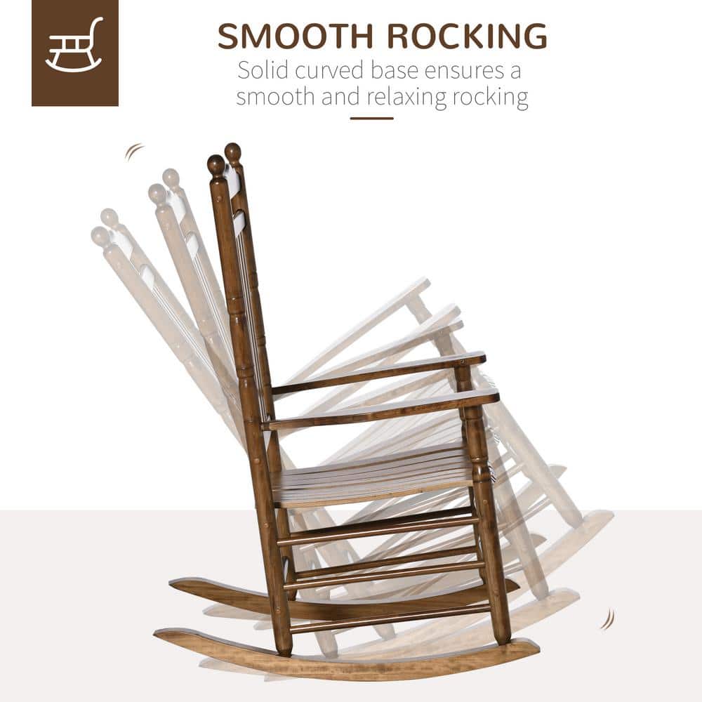 Brown Wooden High-Back Rocking Chair with Arms