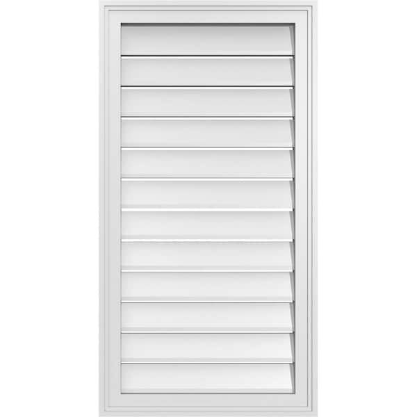 Ekena Millwork 20" x 38" Vertical Surface Mount PVC Gable Vent: Functional with Brickmould Frame