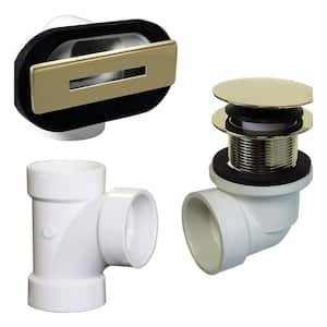 1-1/4 in. Linear Overflow Plumber's Pack with Tee and ADA Tip-Toe Drain in Polished Brass
