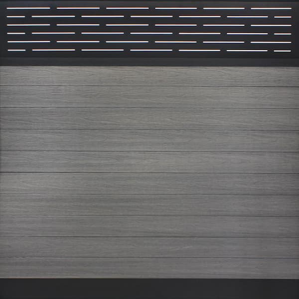 Veranda Euro Style 6 ft. H x 6 ft. W Lattice Top Oxford Grey Aluminum/Composite Horizontal Fence Section