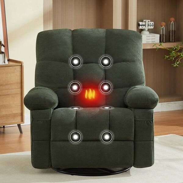Z-joyee Green Fabric Recliners Vibration Massage and Lumbar Heating  Recliner Massage Swivel Recliner with USB P-Q202200095 - The Home Depot