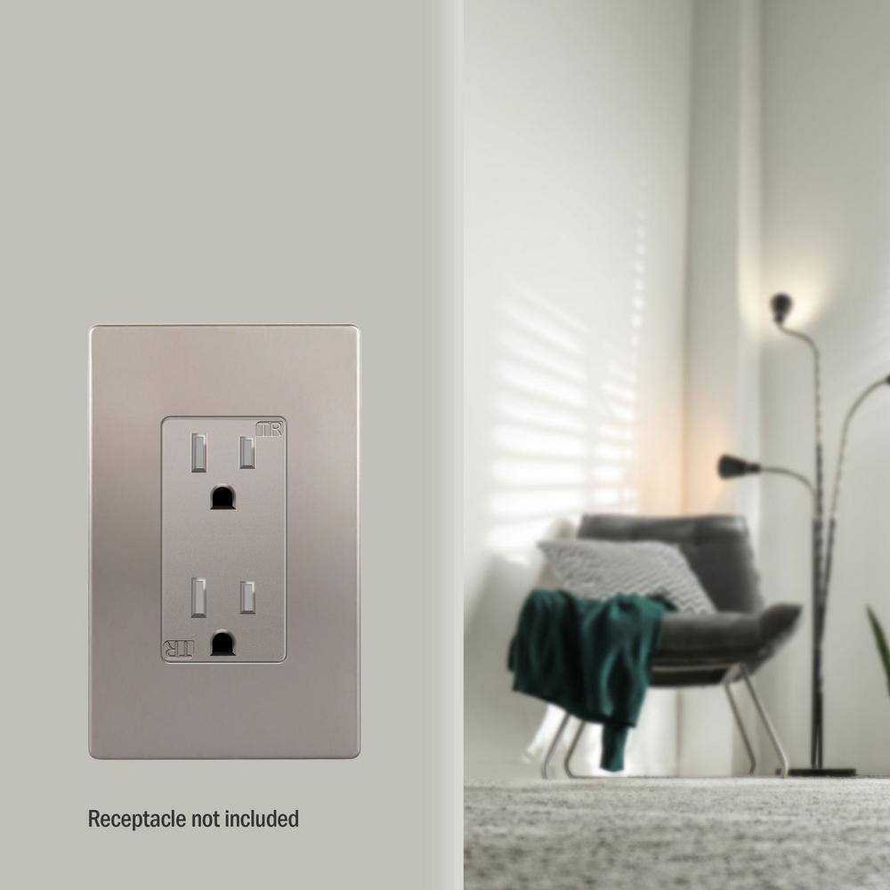 Nickel 1-Gang Screwless Decorator Wall Plate
