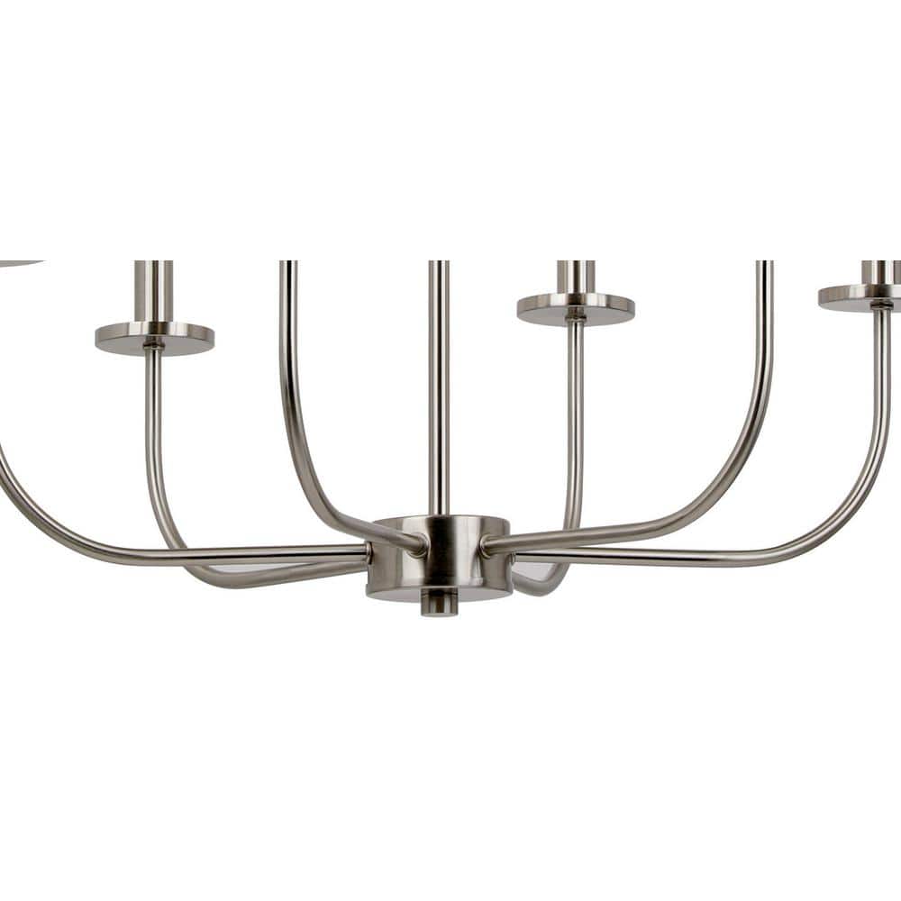 Brushed Nickel 6-Light Candle Chandelier with Adjustable Height