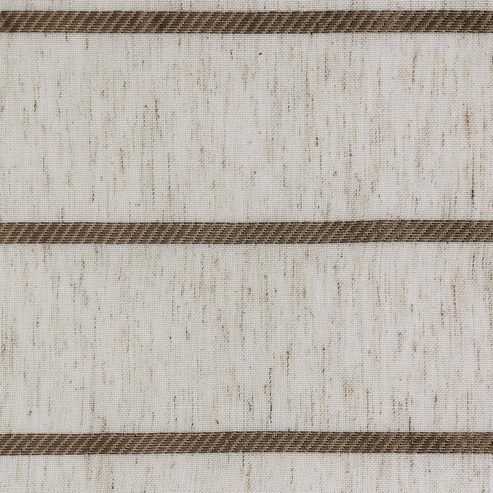 Mocha Linen Striped Sheer Cafe Kitchen Curtains, 52" x 36"