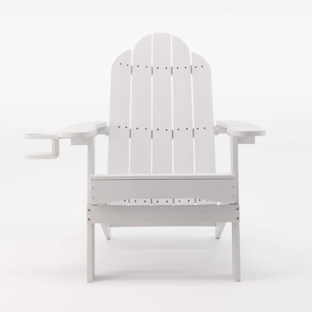 Miranda Folding White Recycled Plastic HIPS Outdoor Patio Adirondack Chair with Cup Holder For Garden/Firepit/Pool price history on PriceWatchPro