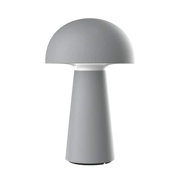 Capri 8.5 in. Fog Gray 2700K Dimmable Cordless USB-C Rechargeable Table Lamp for Living Room, Bedroom and Outdoors