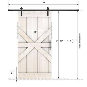 Mid X Series 42 in. x 84 in. Fully Set Up White Finished Pine Wood Sliding Barn Door With Hardware Kit