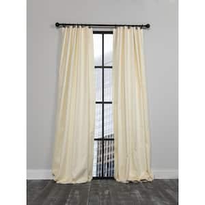 Ripple 54 in. x 63 in. Solid Blackout Thermal Rod Pocket Curtain Single Panel in Ivory