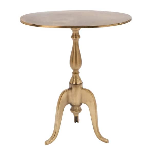Litton Lane 12 in. Gold Small Large Round Aluminum End Accent Table