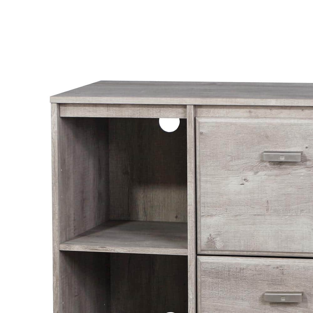 Washed Gray 2-Drawer Wood File Cabinet with Shelves