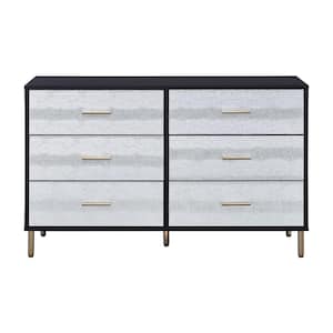 Myles 6-Drawer Black, Silver and Gold Dresser (29 in. H x 47 in. W x 16 in. D)