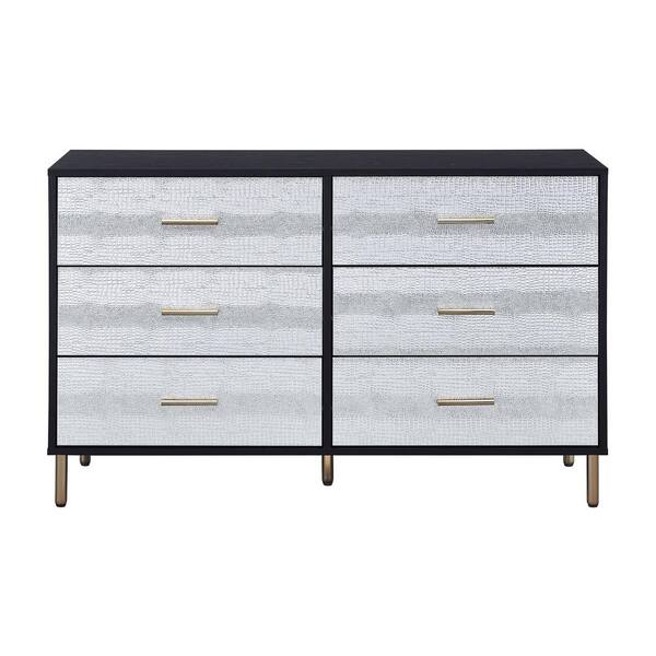 Acme Furniture Myles 6-Drawer Black, Silver and Gold Dresser (29 in. H x 47 in. W x 16 in. D)