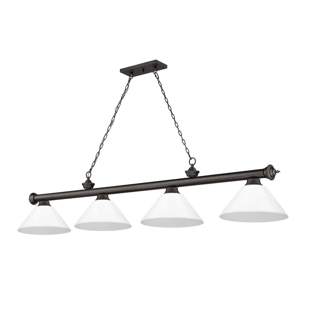 Annaleisa Traditional Bronze 4-Light Billiard Pendant with White Shades