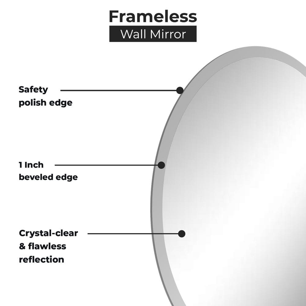 24x48 Frameless Oval Beveled Wall Mirror