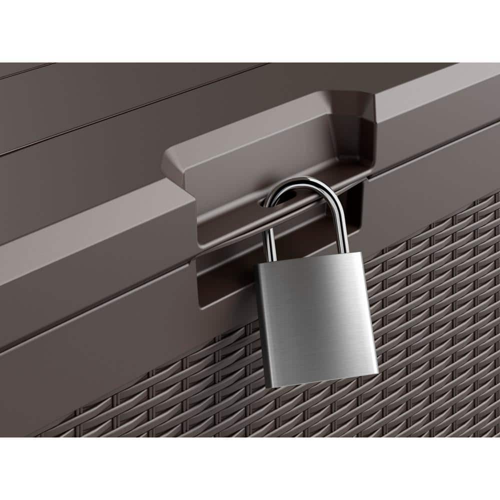 Extra Large Brown Wicker Lockable Resin Deck Box