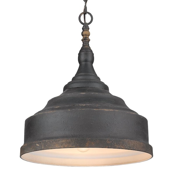 Keating 3- Light Antique Black Iron Pendant Light