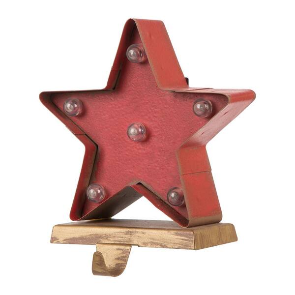 Glitzhome 8.48 in. H Marquee LED Star Stocking Holder