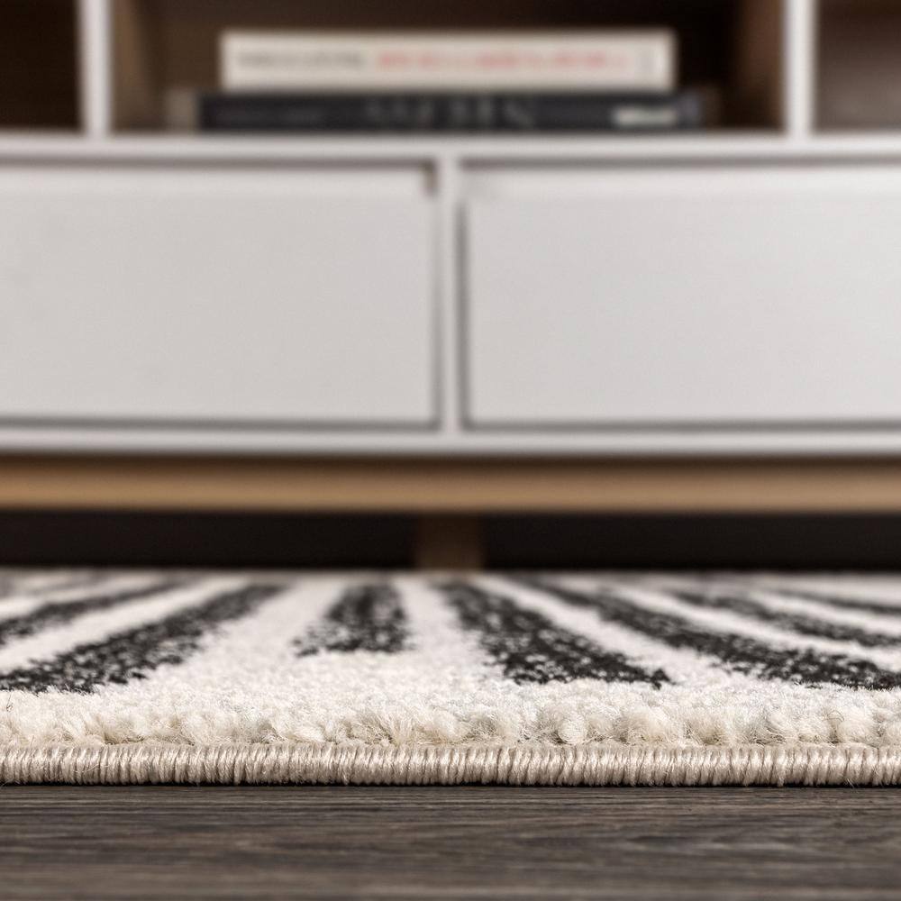 Mid-Century Moroccan Stripe 4'x6' Cream/Black Synthetic Area Rug