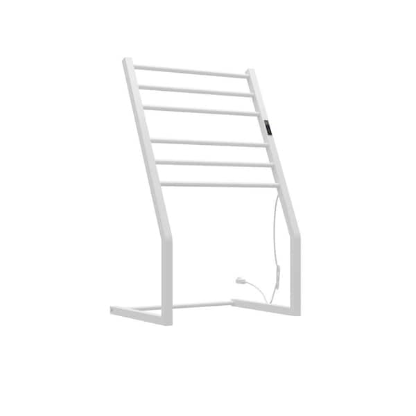 FUFU&GAGA 23 in. Freestanding Lavatory Towel Warmer 6 Towel Holders Towel Rack with Heated Towel Bars in White