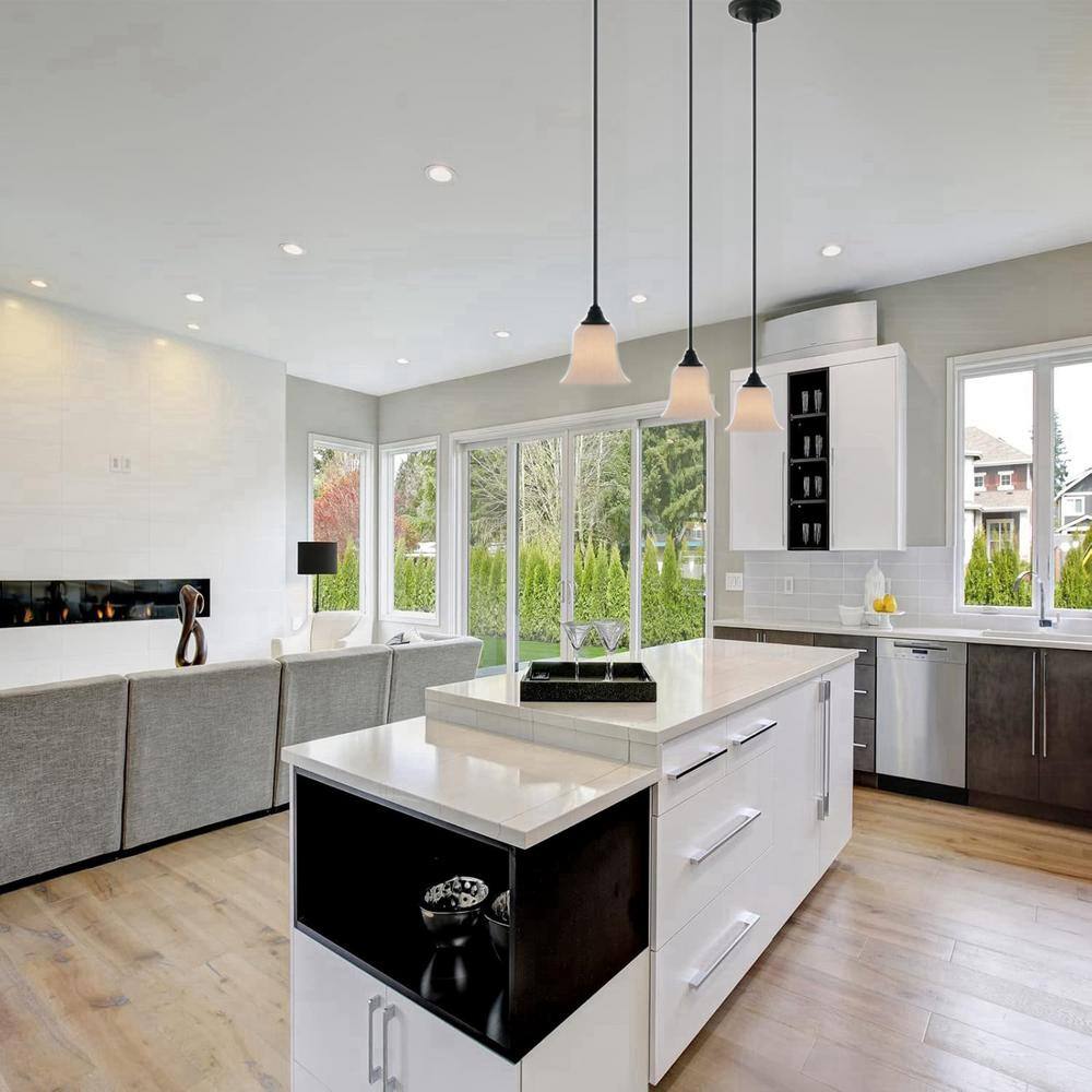 Elegant Oil-Rubbed Bronze 57" Mini Pendant with Frosted White Glass Shade