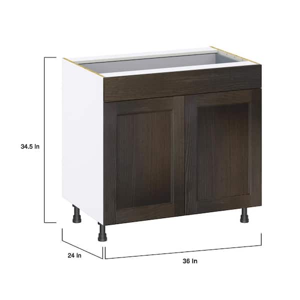 J COLLECTION Lincoln Chestnut Solid Wood Assembled Base Kitchen Cabinet for Cooktop with False Front 36 in.W x 34.5 in. H x 24 in. D