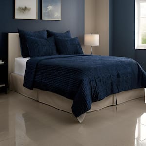 1-Piece Blue Solid King Size Velvet Quilt Only