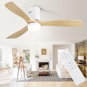 52 in. Changing Integrated LED Indoor/Outdoor White Ceiling Fan with Light Kit and Remote Control