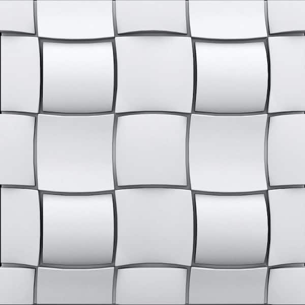 A La Maison Ceilings Rubik Plain White 2 ft. x 2 ft. Seamless Foam Glue-up 3D Wall Panel (24 sq. ft./case)