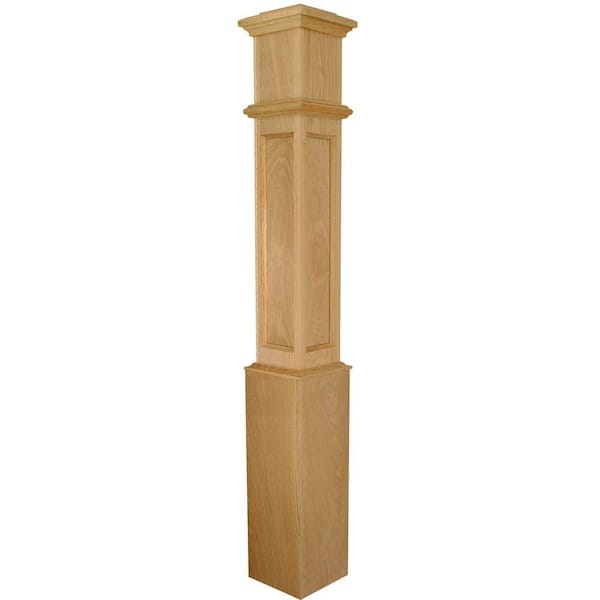 Stair Parts 4098 56 in. x 7-1/2 in. White Oak Flat Panel Box Newel Post