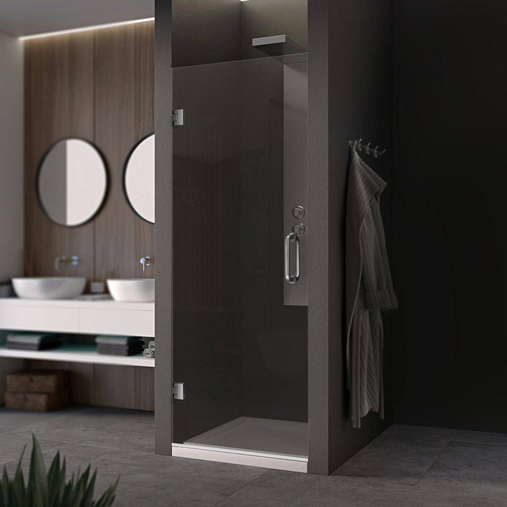 28" x 72" Frameless Chrome Pivot Shower Door with Clear Glass