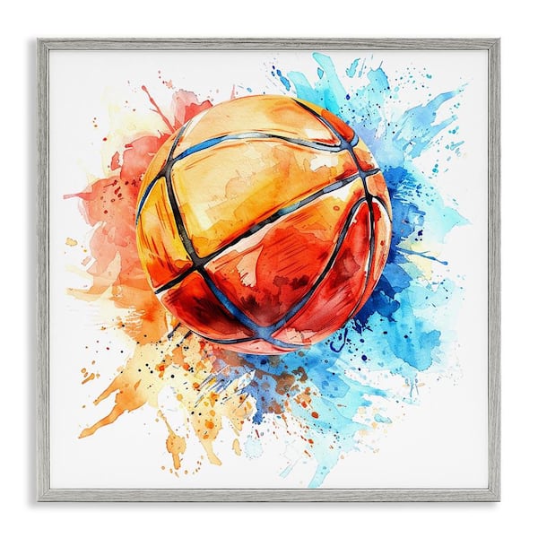 Stupell Industries Basketball Chromatic Splash by LSR Design Studio Gray Framed Sports Giclee Art Print 17 in. x 17 in.