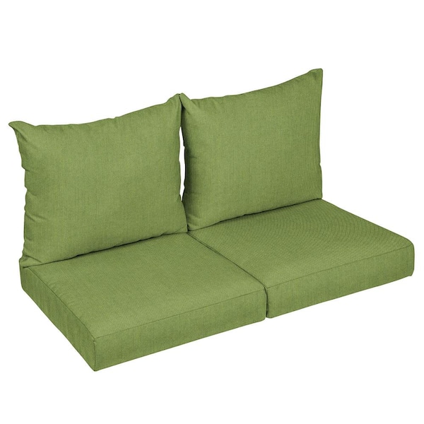SORRA HOME 23 x 23.5 x 5 (4-Piece) Deep Seating Outdoor Loveseat Cushion in Sunbrella Spectrum Cilantro