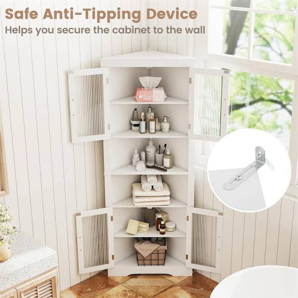 HONEY JOY 67 in. Tall Corner Cabinet Space-saving Triangular