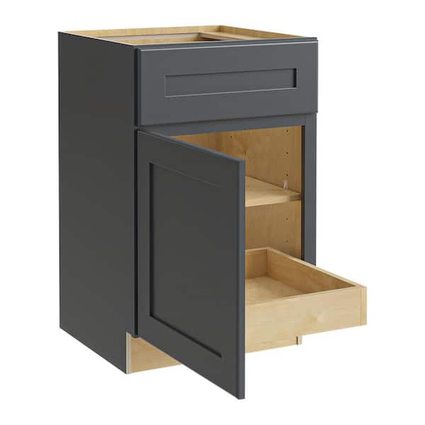 Home Decorators Collection Newport 21 in. W x 24 in. D x 34.5 in. H Assembled Plywood Base Kitchen Cabinet in Deep Onyx with 1ROT Soft Close LH