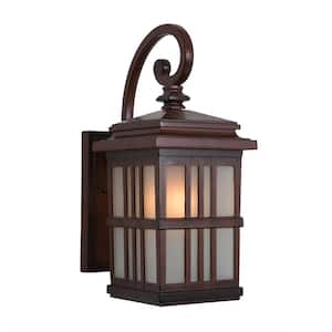 Granite Ridge Collection 1-Light Brown Outdoor Wall Lantern Sconce