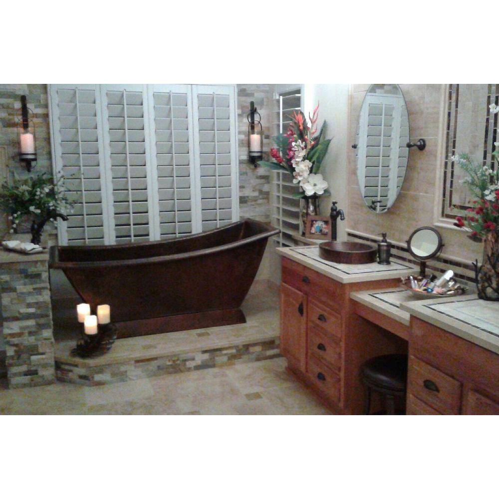 67" Hammered Copper Single Slipper Bathtub in Oil Rubbed Bronze Finish