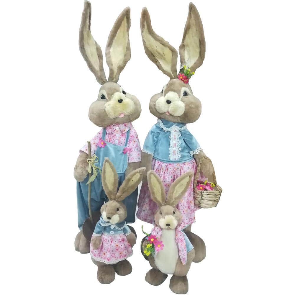 38 in. Easter Sisal Bunny Family Figurine (4-Piece)