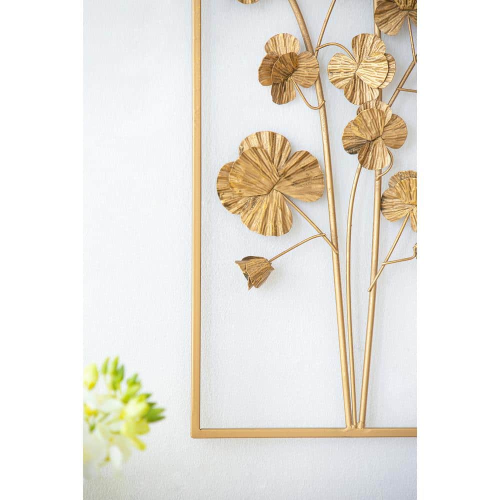 Gold Metal Tree Flower Wall Sculpture for Nursery