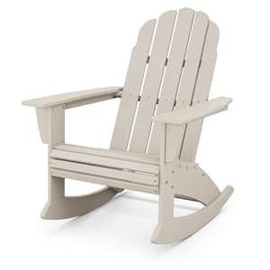 Vineyard Curveback Sand HDPE Plastic Adirondack Outdoor Rocking Chair