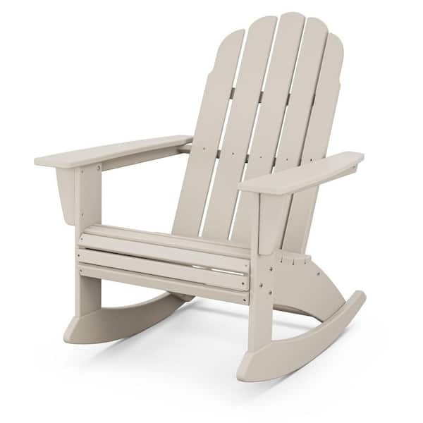 POLYWOOD Vineyard Curveback Sand HDPE Plastic Adirondack Outdoor Rocking Chair