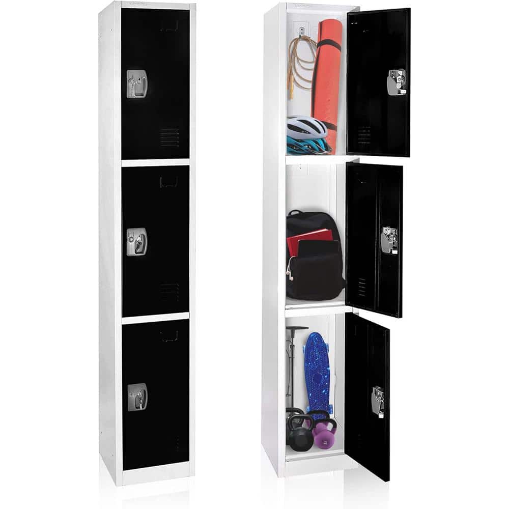 Black Freestanding Steel Office Locker with Adjustable Shelving