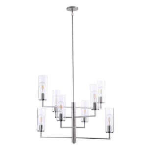 Acacia 8-Light Brushed Nickel Candlestick Chandelier with Clear Glass Shades
